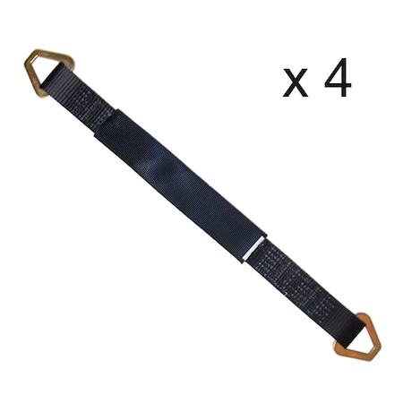 Tie 4 Safe 2 x 18 Axle Straps w/ Sleeve and D Rings, WLL- 3,333 lb, PK4 RT41A-18M18-BLK-C-4